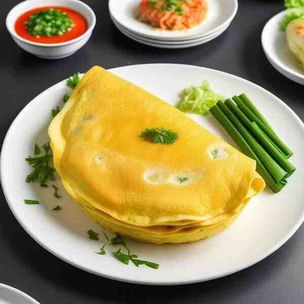Омлет с крабовыми палочками и зеленым луком